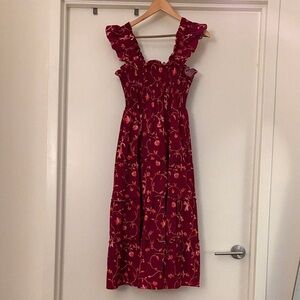 Hill House Floral Red Nap Dress with Ruffle Straps